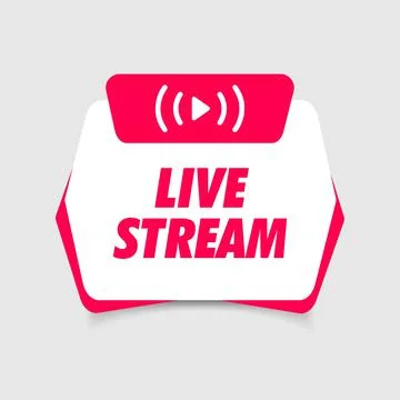 Vector live stream icon flat style with play button isolated on transparent Stock Illustration