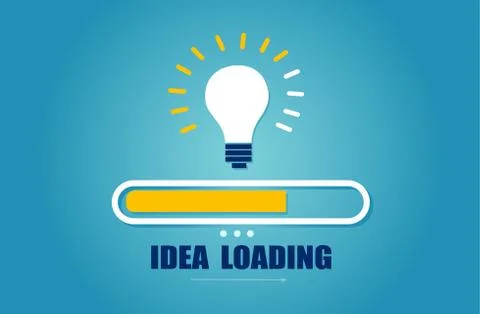 Vector of a loading bar almost complete with idea light bulb. Stock Illustration