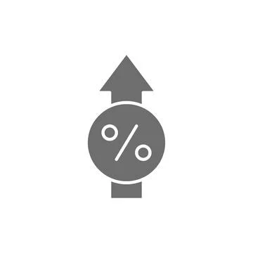 Vector loan interest rate increase grey icon. Stock Illustration