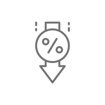 Vector loan interest rate reduction line icon. Stock Illustration