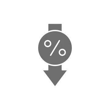 Vector loan interest rate reduction grey icon. イラスト素材