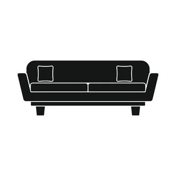 Vector lobby sofa black simple icon isolated Stock Illustration