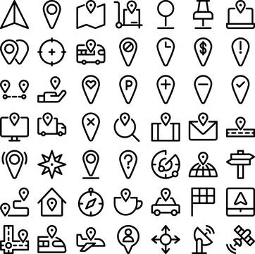 Vector of Location Icon Set. Perfect for user interface, new application. Stock Illustration