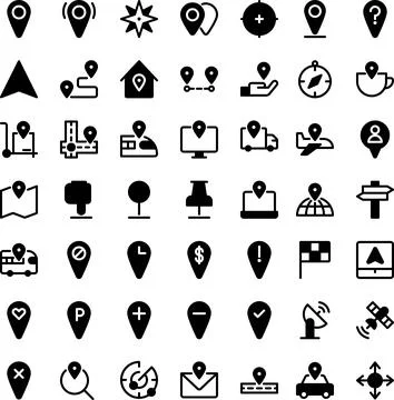 Vector of Location Icon Set. Perfect for user interface, new application. Stock Illustration
