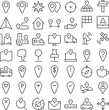 Vector of Location Icon Set. Perfect for user interface, new application. Stock Illustration