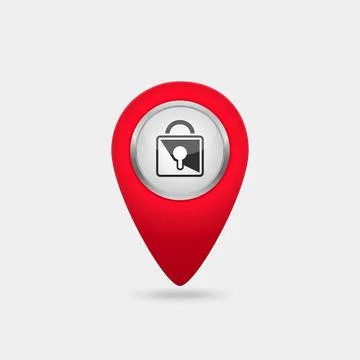 Vector location red icon with lock sign Vector location red icon with lock... Stock Photos