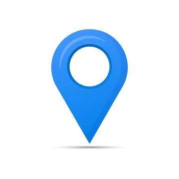 Vector Location sky blue pin with a white background Stock Illustration