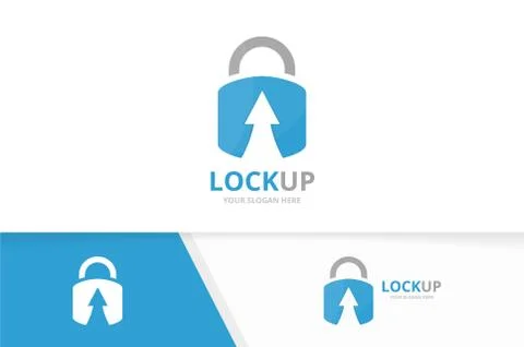 Vector lock and arrow up logo combination. Safe and growth symbol or icon Stock Illustration
