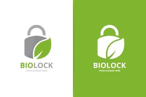Vector lock and leaf logo combination. Safe and eco symbol or icon. Unique イラスト素材