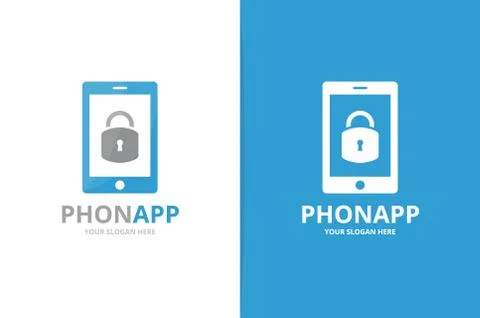 Vector lock and phone logo combination. Safe and mobile symbol or icon. Unique イラスト素材