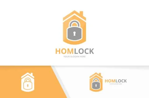 Vector lock and real estate logo combination. Safe and house symbol or icon 스톡 일러스트