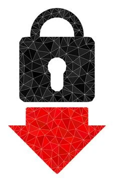 Vector Lock Down Polygonal Icon Stock Illustration