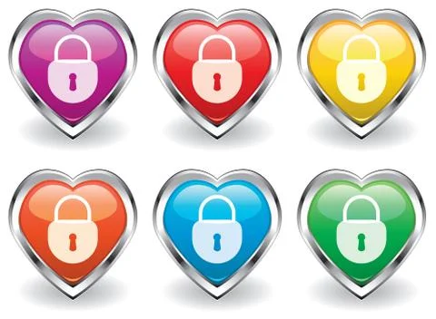 Vector lock in the heart icons Stock Illustration