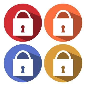 Vector lock icon. Flat design with long shadow Stock Illustration