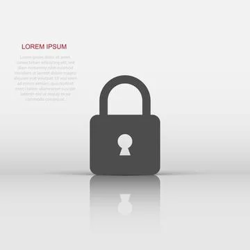 Vector lock icon in flat style. Padlock locker sign illustration pictogram... Stock Illustration