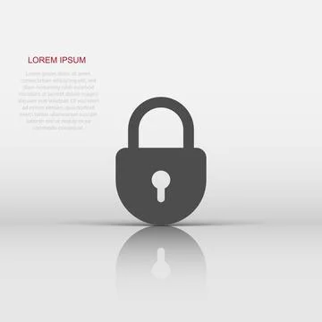Vector lock icon in flat style. Padlock locker sign illustration pictogram... Stock Illustration