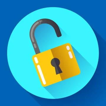 Vector lock icon with long shadow. Flat design style. Stock Illustration