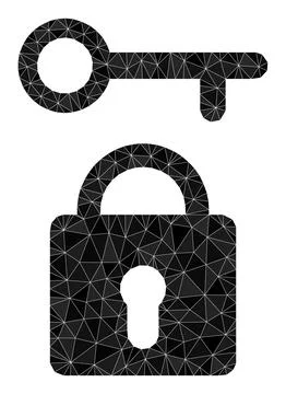 Vector Lock Key Polygonal Icon Stock Illustration