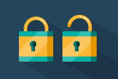 Vector locked and unlocked padlocks illustration Stock Illustration