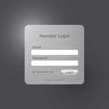 Vector login form brushed metal Stock Illustration