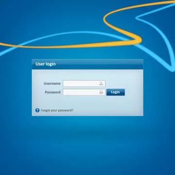 Vector login form ui element on blue background. Layered. Isolated from backg Ilustração Stock