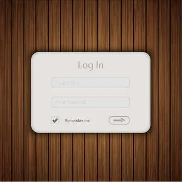 Vector login form on wooden background. Illustrazione stock