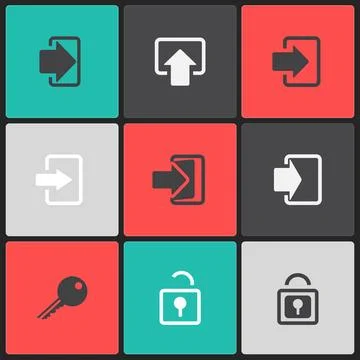Vector login web icon set on a color square Vector login web icon set on a... Foto stock