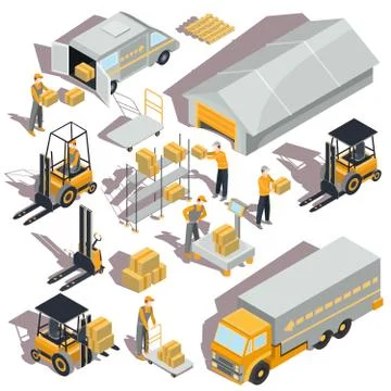 Vector logistic and delivery isometric icons Stock-Illustration