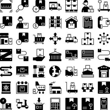 Vector of Logistic Icon Set Solid. Perfect for user interface, new application. Stock Illustration