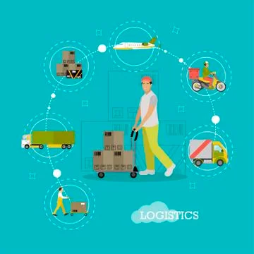 Vector Logistics delivery, transportation, warehouse concept infographic items Stockillustratie