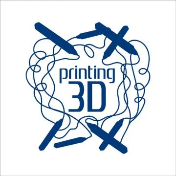 Vector logo 3D printing and 3D pens Stock Illustration