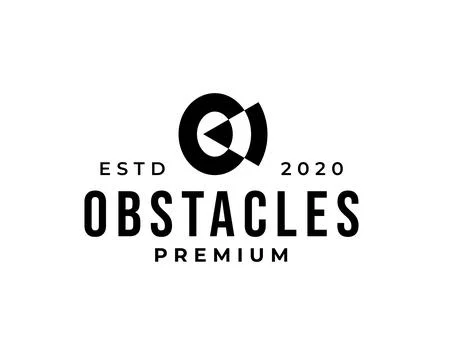 Vector logo abstract and bold letter o or zero obstacle Stock Illustration