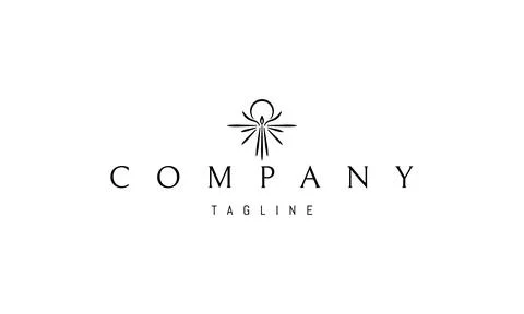 A vector logo with an abstract image of an angel in the form of a shining candle Illustration