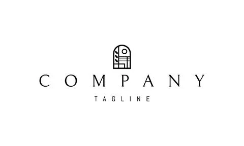 Vector logo with an abstract image of an arched window in a cafe. Stock Illustration