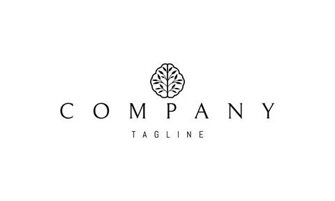 Vector logo with an abstract image of a brain with a tree and leaves inside. Stock Illustration