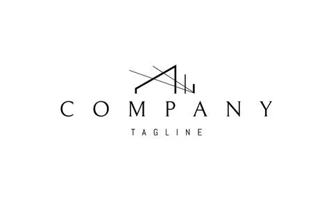 A vector logo with an abstract image of a building in perspective. Ilustración de archivo