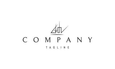 A vector logo with an abstract image of a building in an artistic linear style. Ilustración de archivo