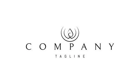 A vector logo with an abstract image of a candle flame in a semicircle. Stock Illustration