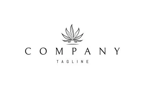 A vector logo with an abstract image of cannabis leaves in the form of a blazing Stock Illustration