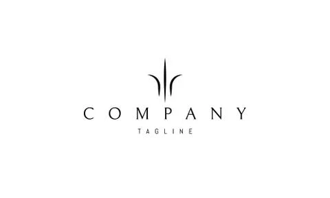 Vector logo with an abstract image of a crown in the form of three oblong leaves Stock Illustration