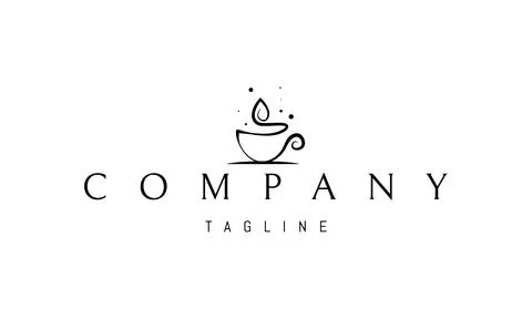 A vector logo with an abstract image of a cup of tea with steam in the shape of Stock Illustration