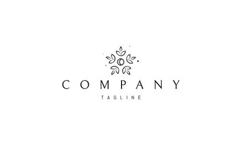 Vector logo with an abstract image of a floral pattern or a moon in the middle. Illustrazione stock