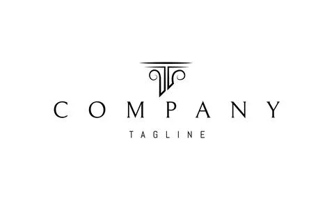 Vector logo with an abstract image of a Greek column in a linear style. Stock Illustration