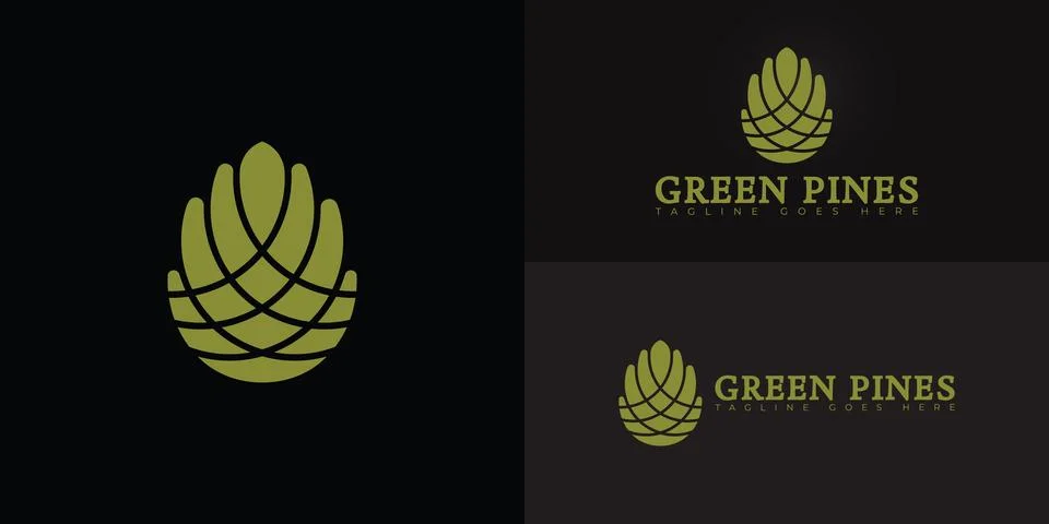 Vector logo with an abstract image of a green pine cone logo in green colors Stock Illustration