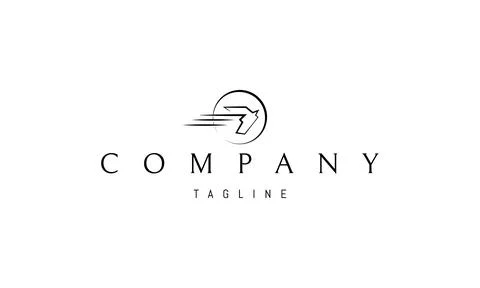 A vector logo with an abstract image of the head of a racing horse in a circle. Stock Illustration