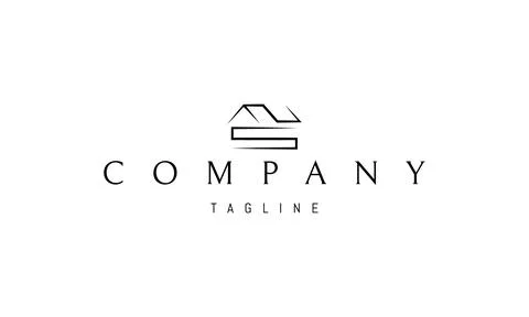 A vector logo with an abstract image of a house with a roof in the shape of the Stock Illustration