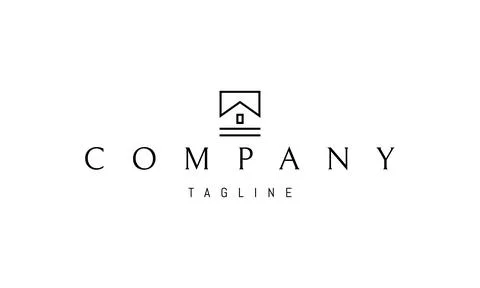 Vector logo with an abstract image of a house in a linear style. Stock Illustration