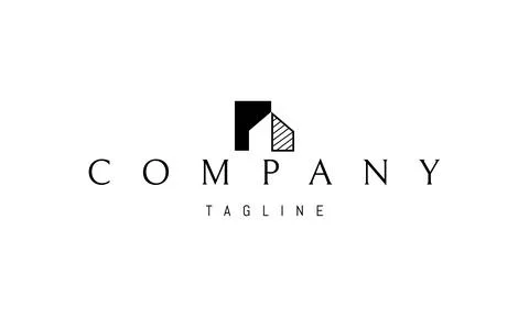 Vector logo with an abstract image of a house in a white space style. Stock Illustration