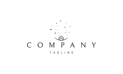 A vector logo an abstract image an inverted crescent moon with several stars Stock Illustration