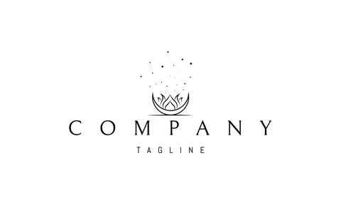 A vector logo with an abstract image of leaves in a bowl in the form of fire. Stock Illustration